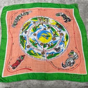 Colorful Totem Silk Scarf Ellen Neel Vintage